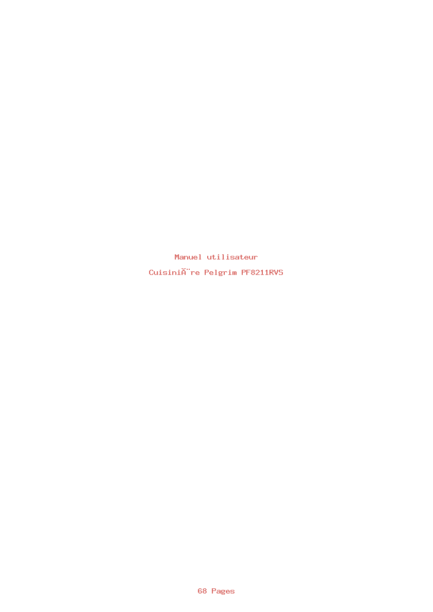 Page 1 de la notice Manuel utilisateur Pelgrim PF8211RVS