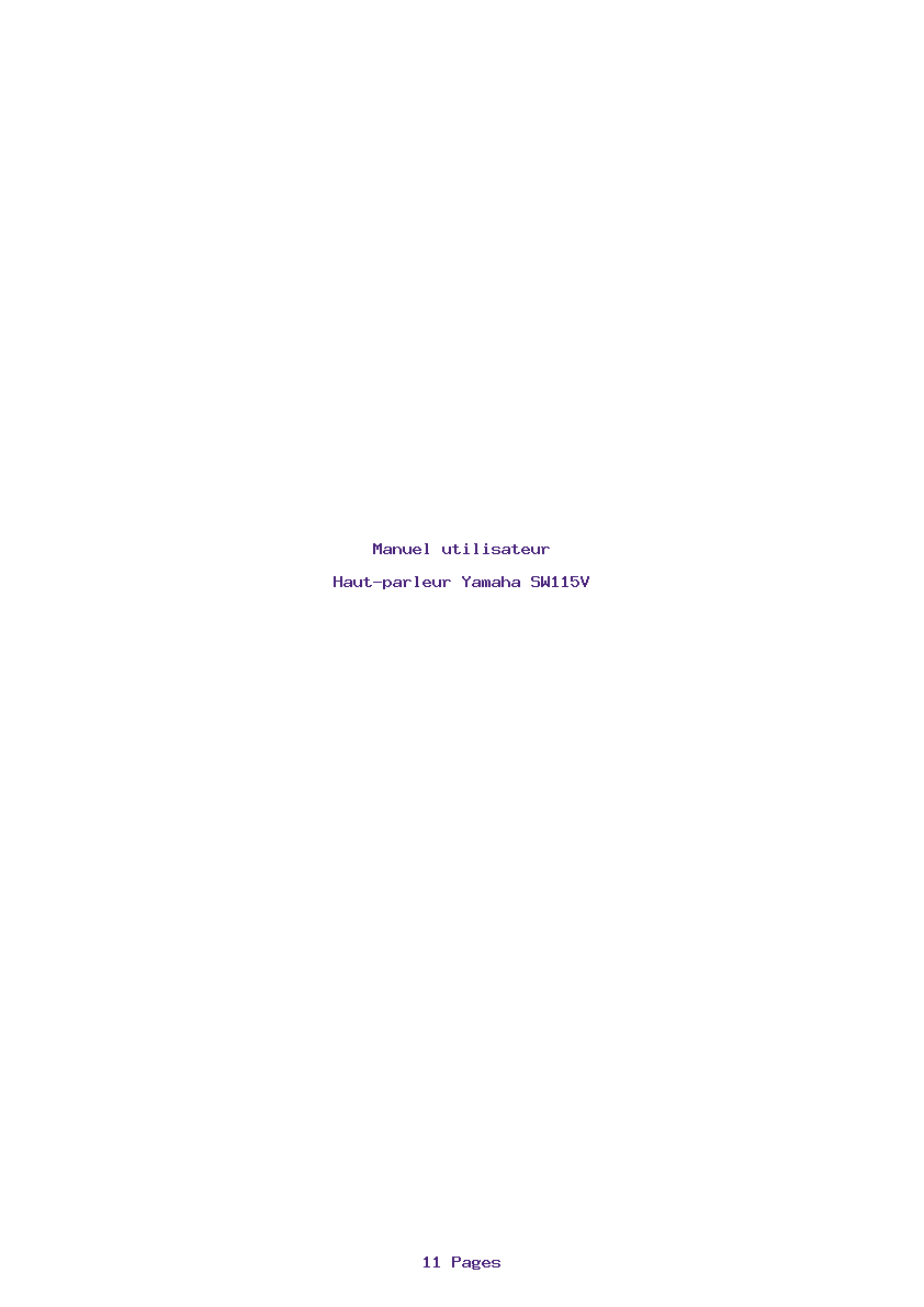 Image de la première page du manuel de l'appareil SW115V