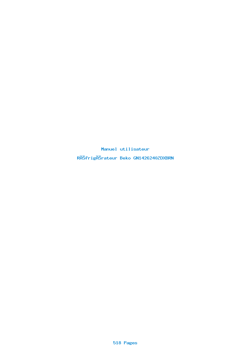 Page 1 de la notice Manuel utilisateur Beko GN1426240ZDXBRN