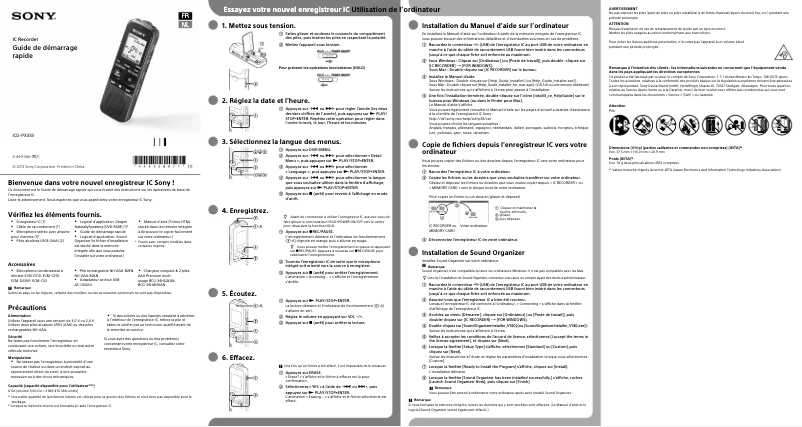 Page 1 de la notice Mode d'emploi Sony ICD-PX333