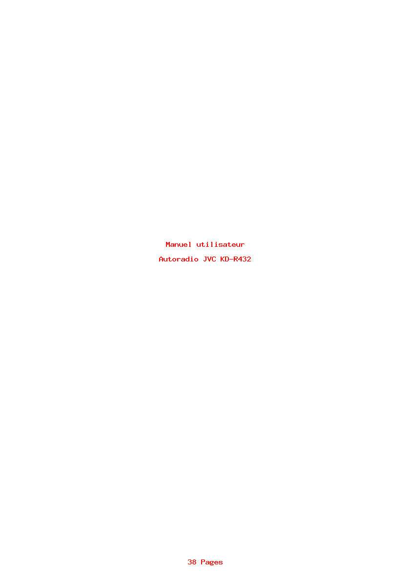 Page 1 de la notice Manuel utilisateur JVC KD-R432