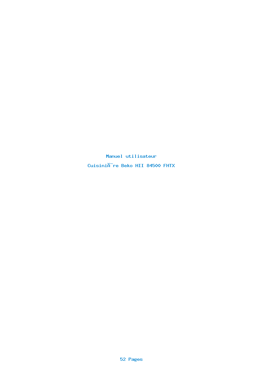Page 1 de la notice Manuel utilisateur Beko HII 84500 FHTX