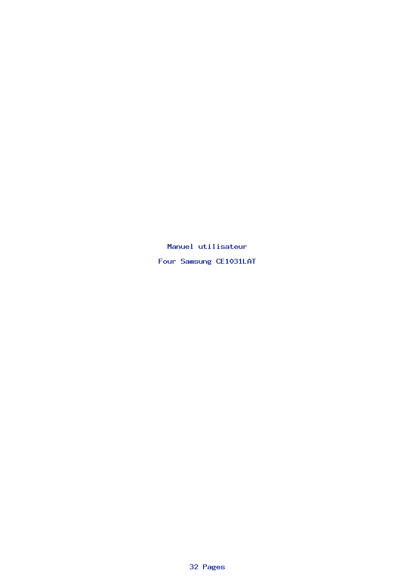 Page 1 de la notice Manuel utilisateur Samsung CE1031LAT