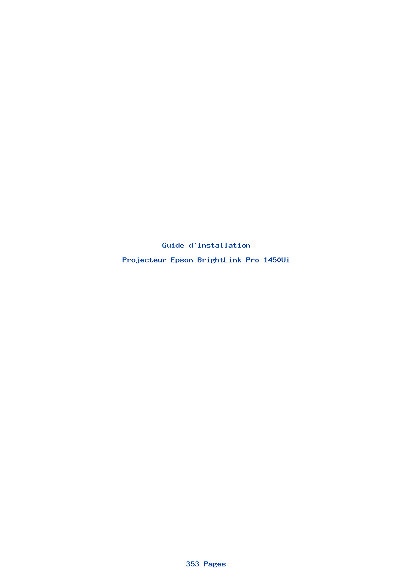 Page 1 de la notice Guide d'installation Epson BrightLink Pro 1450Ui