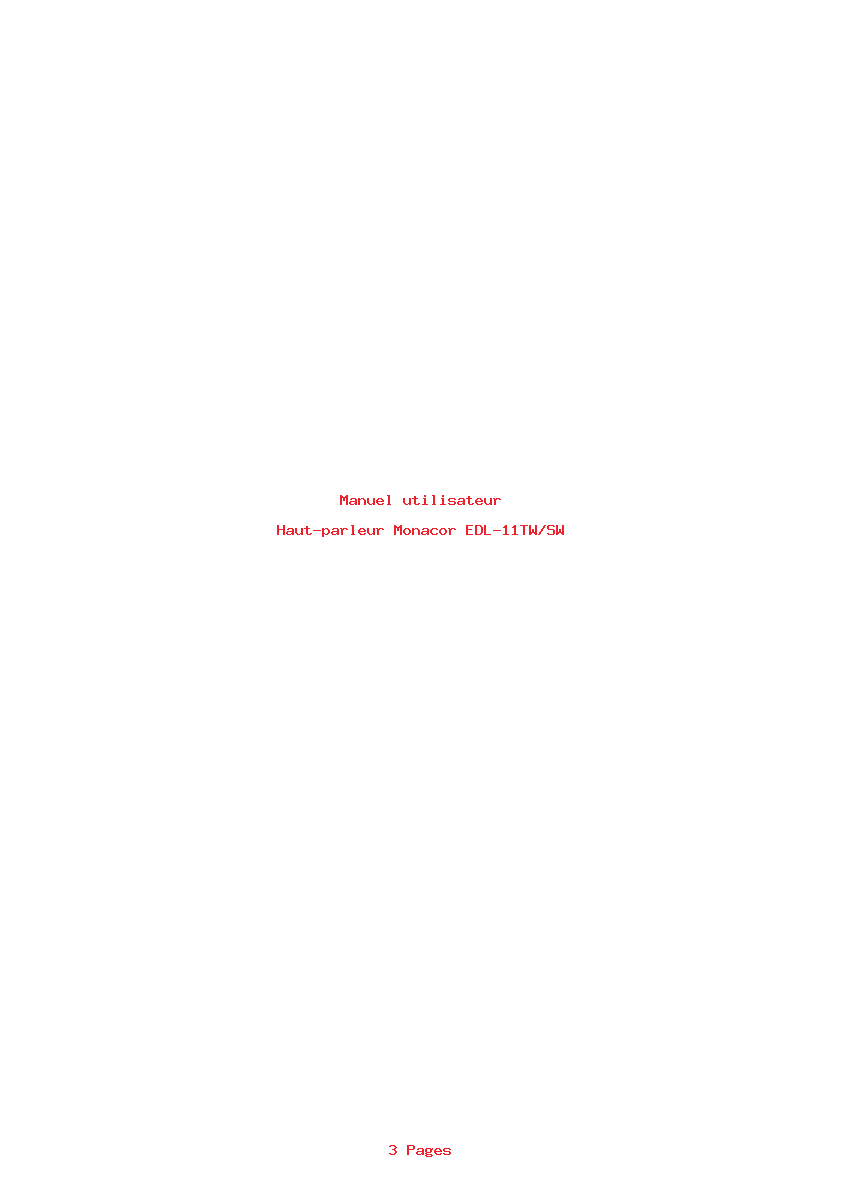 Page 1 de la notice Manuel utilisateur Monacor EDL-11TW/SW