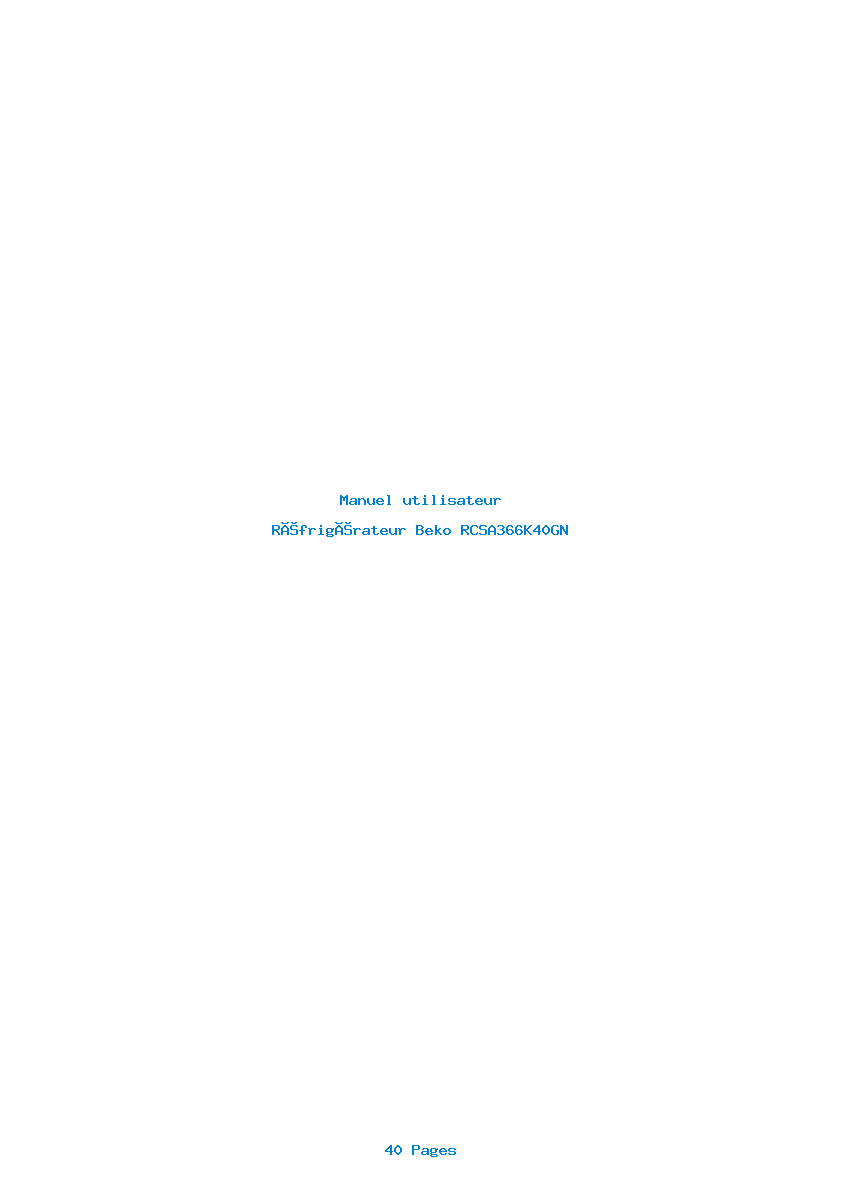 Page 1 de la notice Manuel utilisateur Beko RCSA366K40GN