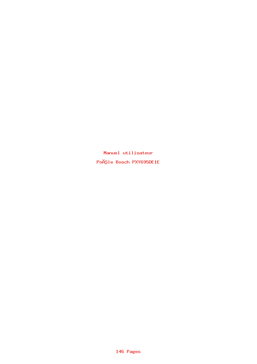 Page 1 de la notice Manuel utilisateur Bosch PXY695DE1E