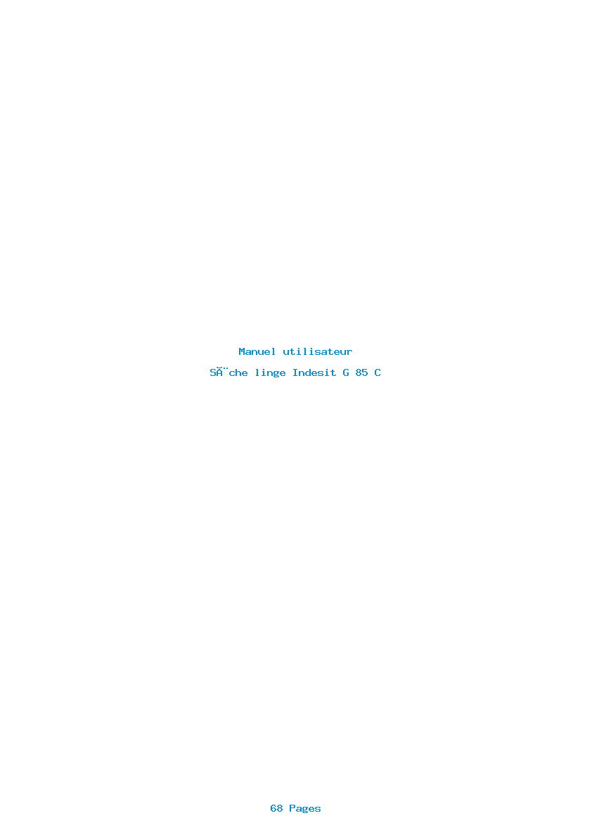 Page 1 de la notice Manuel utilisateur Indesit G 85 C