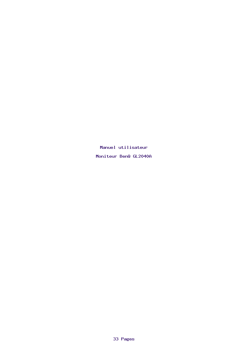 Page 1 de la notice Manuel utilisateur BenQ GL2040A