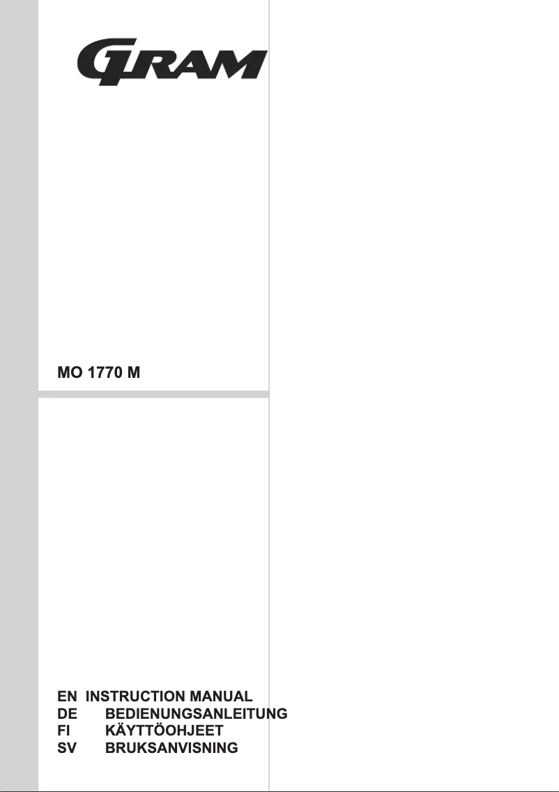 Page 1 de la notice Manuel utilisateur Gram MO 1770 M