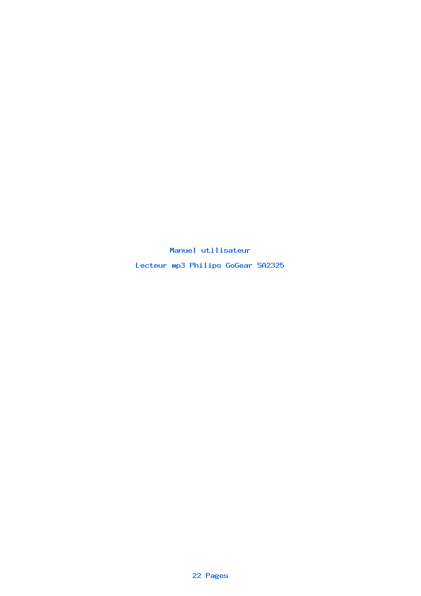 Page 1 de la notice Manuel utilisateur Philips GoGear SA2325