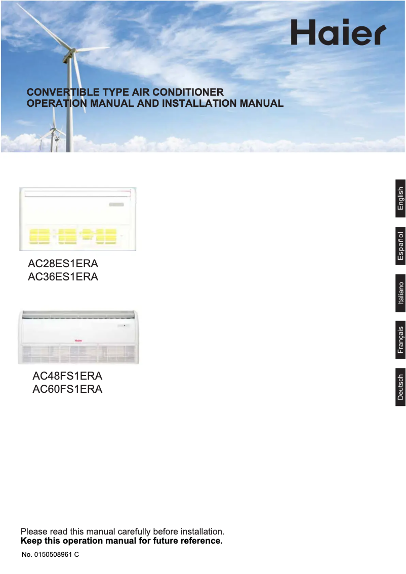 Page 1 de la notice Manuel utilisateur Haier AC24CS1ERA