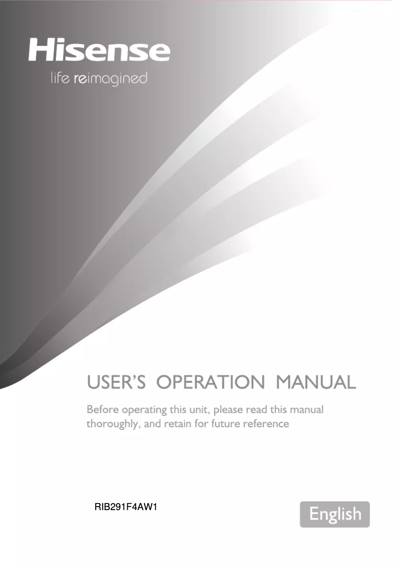 Page 1 de la notice Manuel utilisateur Hisense RIB291F4AWF