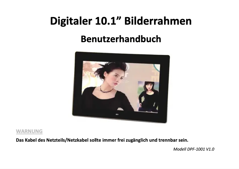 Page 1 de la notice Manuel utilisateur Denver DPF-1001