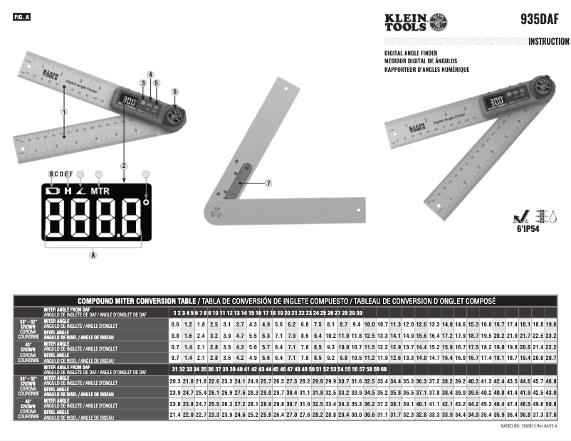 Page 1 de la notice Manuel utilisateur Klein Tools 935DAF