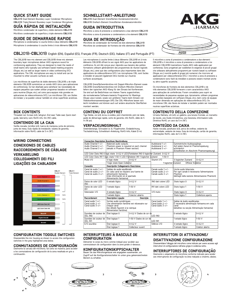 Page 1 de la notice Manuel utilisateur AKG CBL201B
