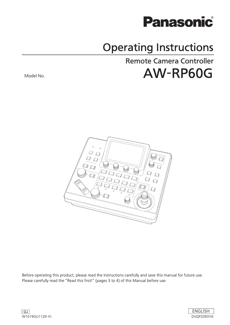 Page 1 de la notice Manuel utilisateur Panasonic AW-RP60G