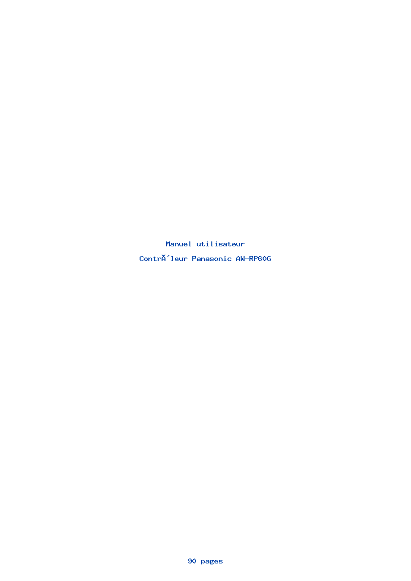 Page 1 de la notice Manuel utilisateur Panasonic AW-RP60G