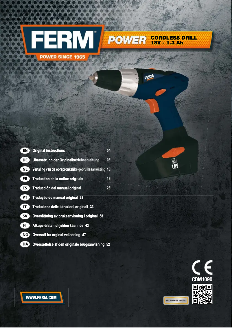 Page 1 de la notice Manuel utilisateur Ferm CDM1090