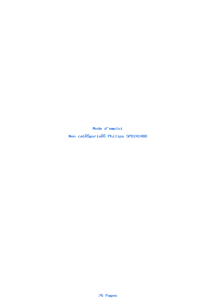 Page 1 de la notice Mode d'emploi Philips SPD2410BD