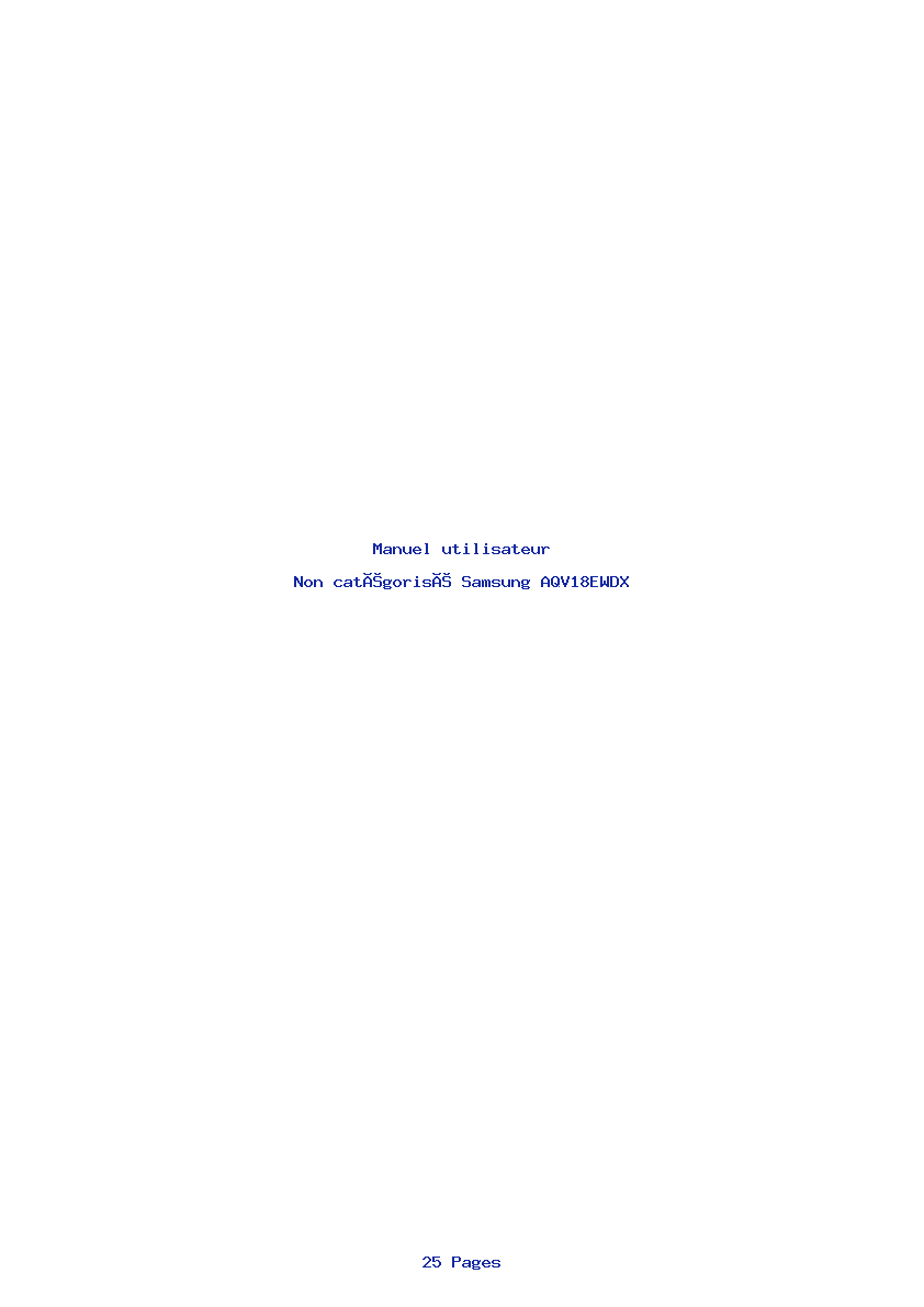 Page 1 de la notice Manuel utilisateur Samsung AQV18EWDX