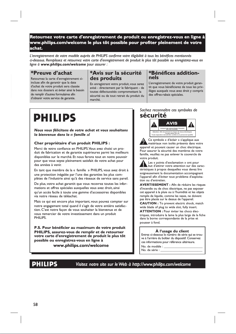 Page 1 de la notice Manuel utilisateur Philips HTS6600