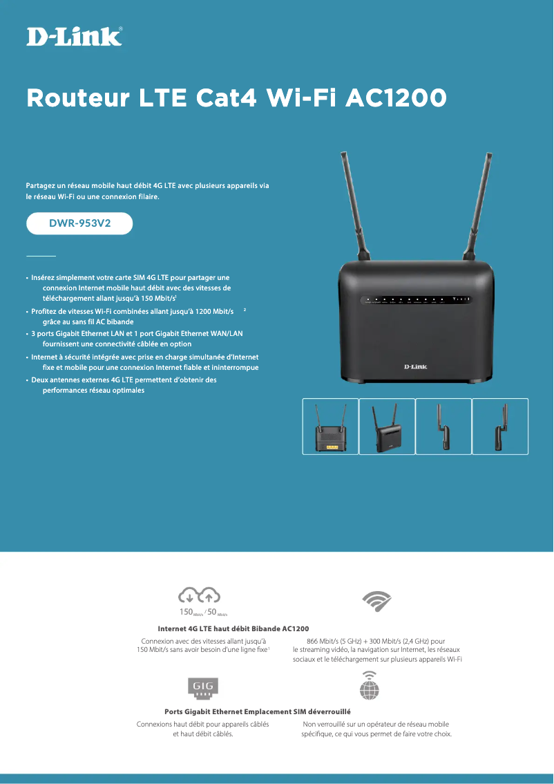 Page 1 de la notice Fiche technique D-Link DWR-953V2