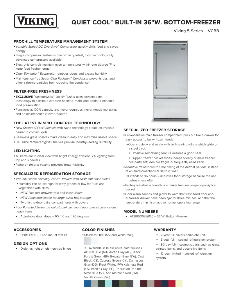 Page 1 of the manual Technical Sheet Viking VCBB5363ELSS