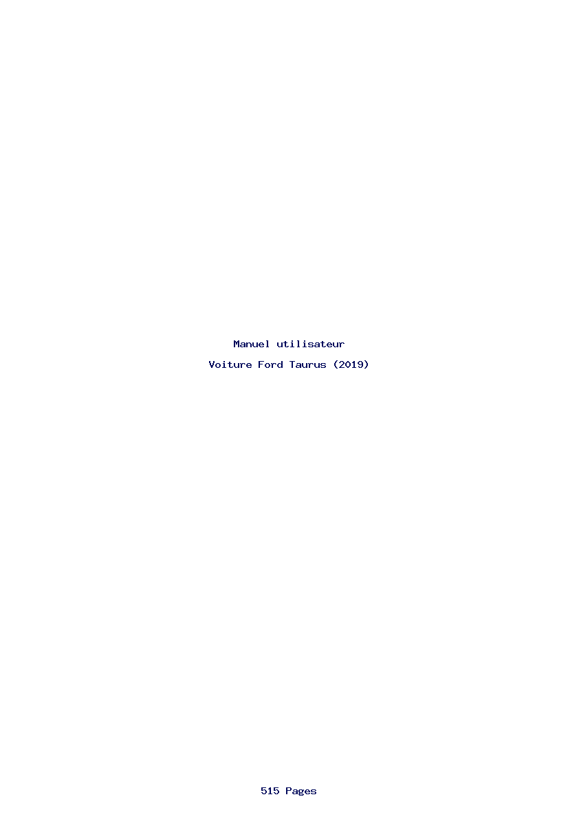 Page 1 de la notice Manuel utilisateur Ford Taurus (2019)