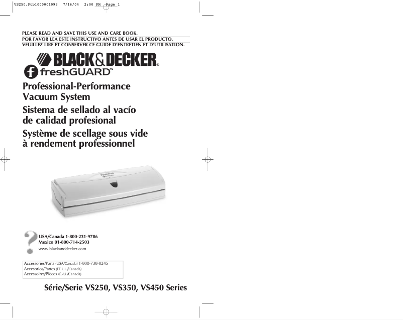Page 1 de la notice Manuel utilisateur Black & Decker VS350