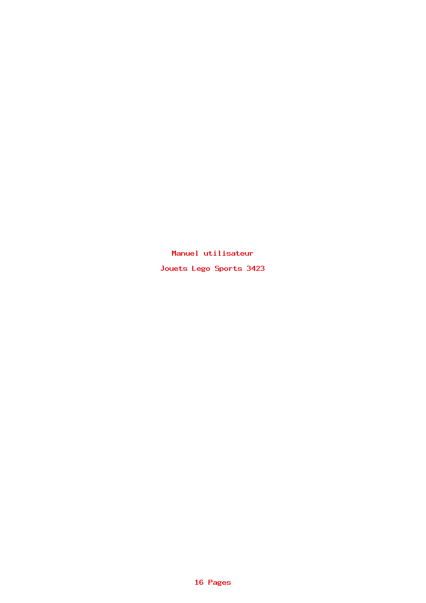 Page 1 de la notice Manuel utilisateur Lego Sports 3423