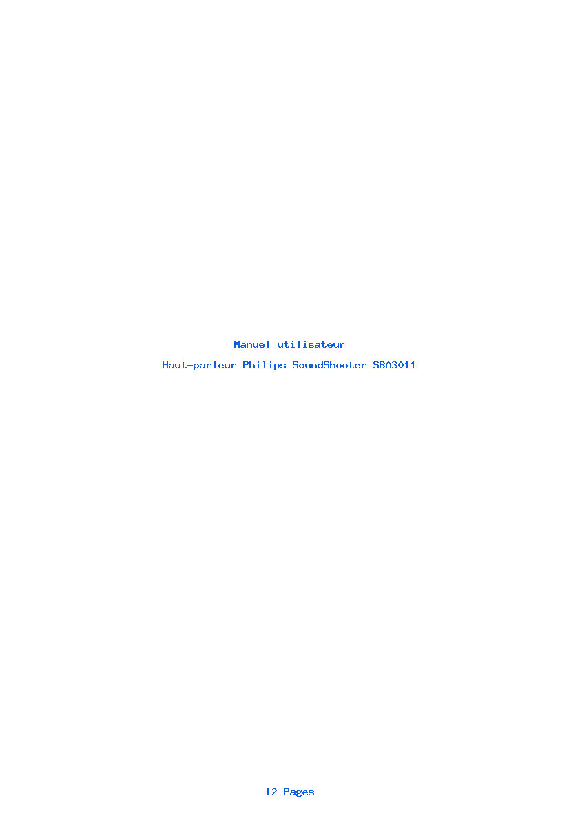 Page 1 de la notice Manuel utilisateur Philips SoundShooter SBA3011