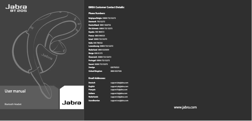 Page 1 de la notice Manuel utilisateur Jabra BT205