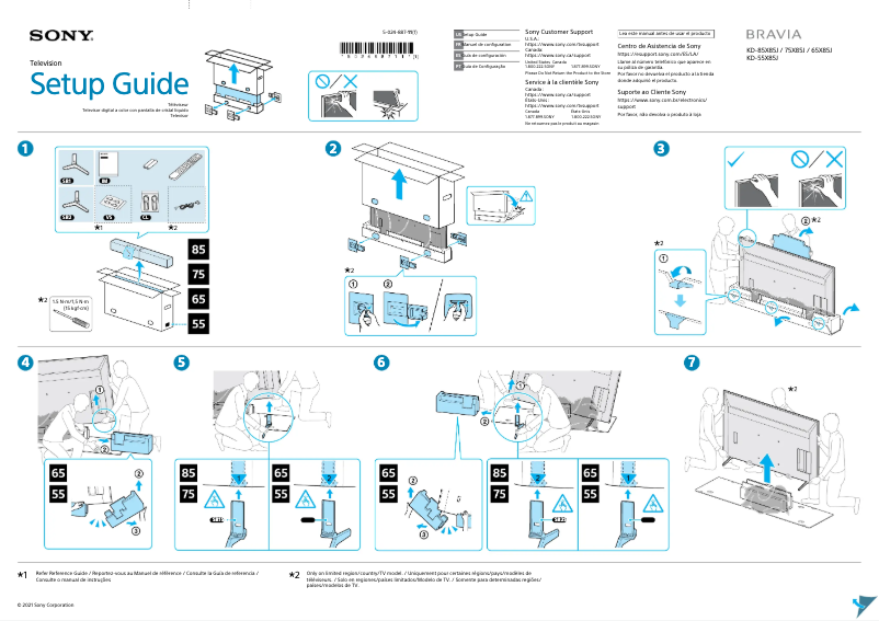 Page 1 de la notice Guide d'installation Sony KD-65X85J