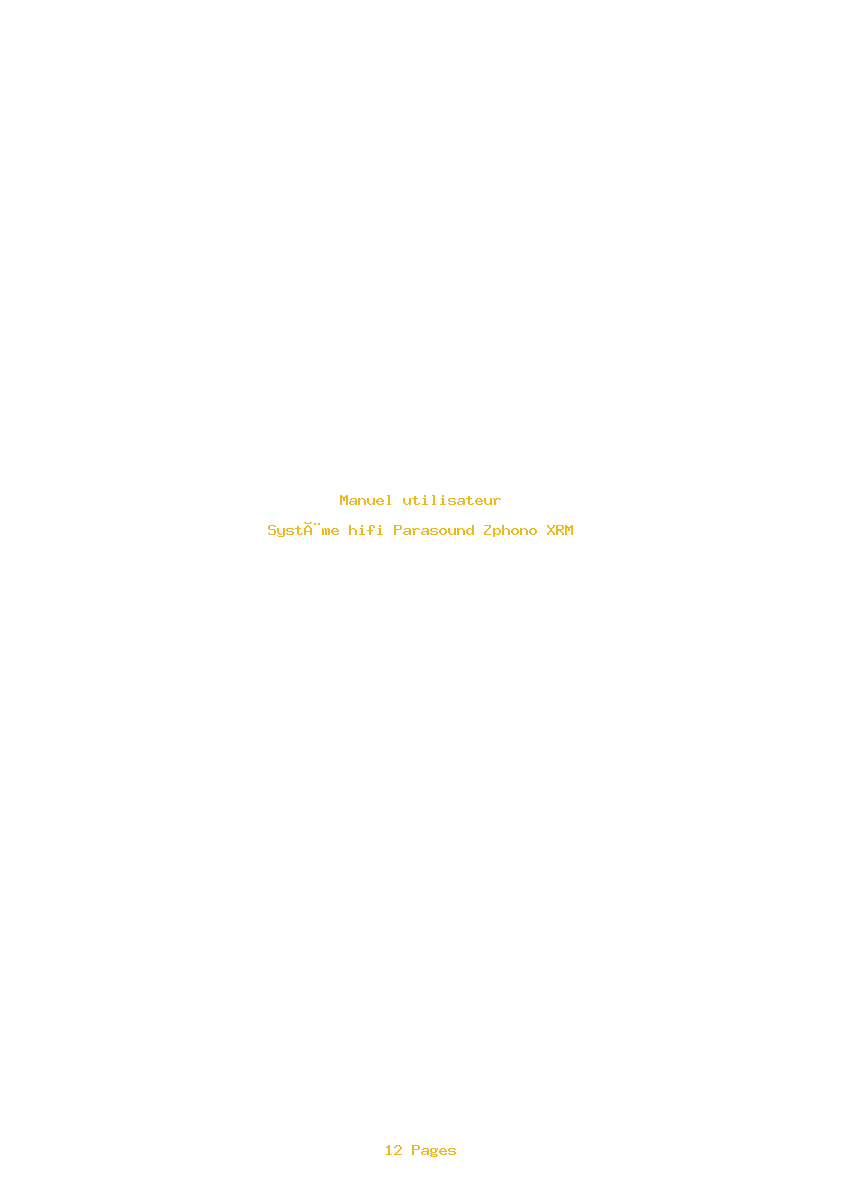 Image de la première page du manuel de l'appareil Zphono XRM