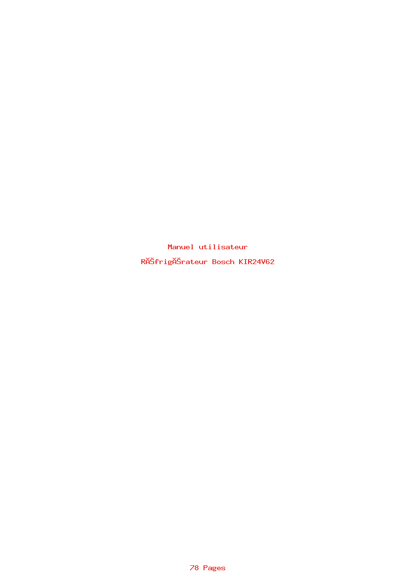 Page 1 de la notice Manuel utilisateur Bosch KIR24V62