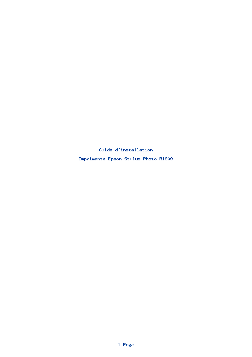 Page 1 de la notice Guide d'installation Epson Stylus Photo R1900