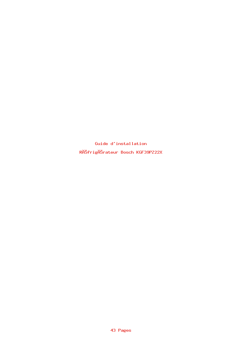 Page 1 de la notice Guide d'installation Bosch KGF39PZ22X