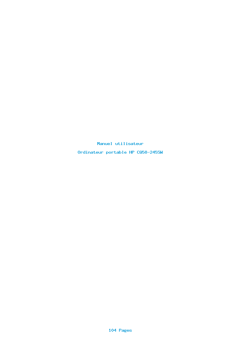 Page 1 de la notice Manuel utilisateur HP CQ58-245SW