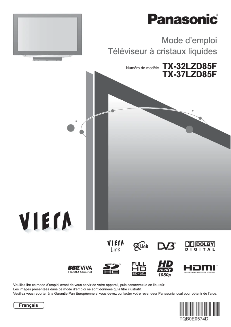 Page 1 de la notice Manuel utilisateur Panasonic TX-32LZD85F