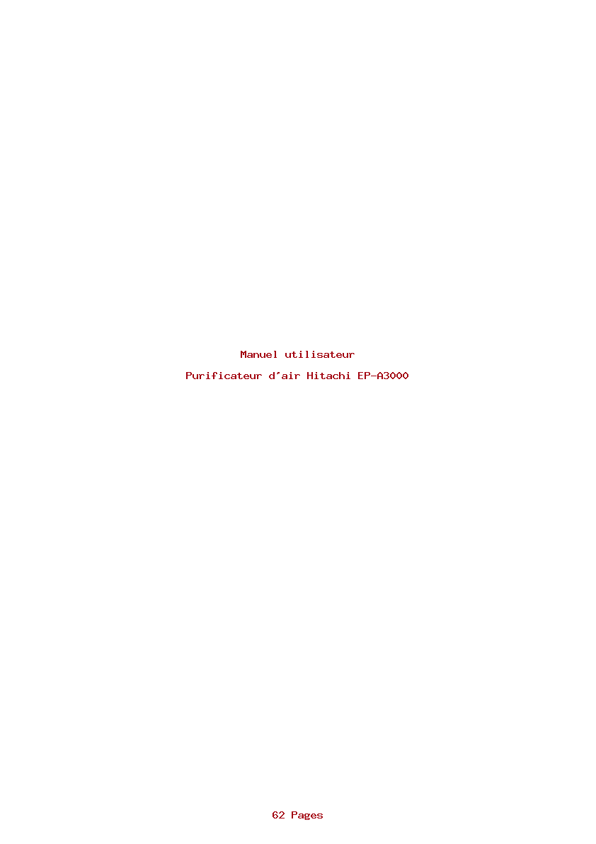 Page 1 de la notice Manuel utilisateur Hitachi EP-A3000
