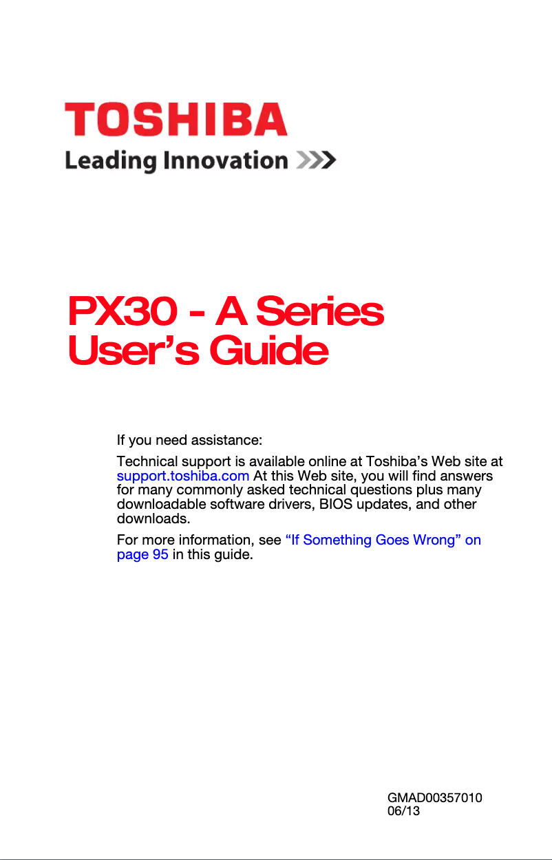 Page 1 de la notice Manuel utilisateur Toshiba PX35T