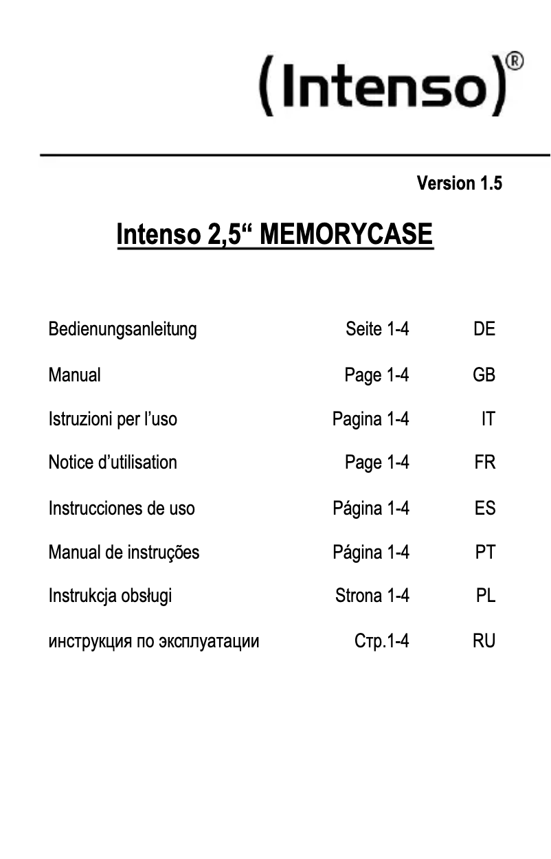 Página 1 del manual Manual de usuario Intenso 2.5" Memoy Case