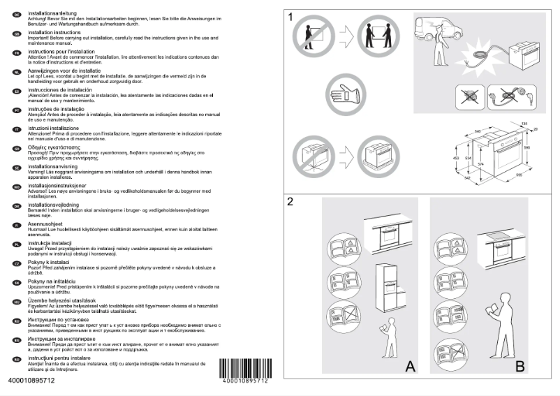 Page 1 de la notice Guide d'installation Whirlpool AKP 543 IX