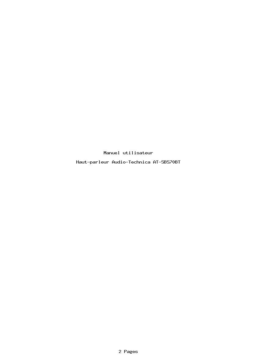 Page 1 de la notice Manuel utilisateur Audio-Technica AT-SBS70BT
