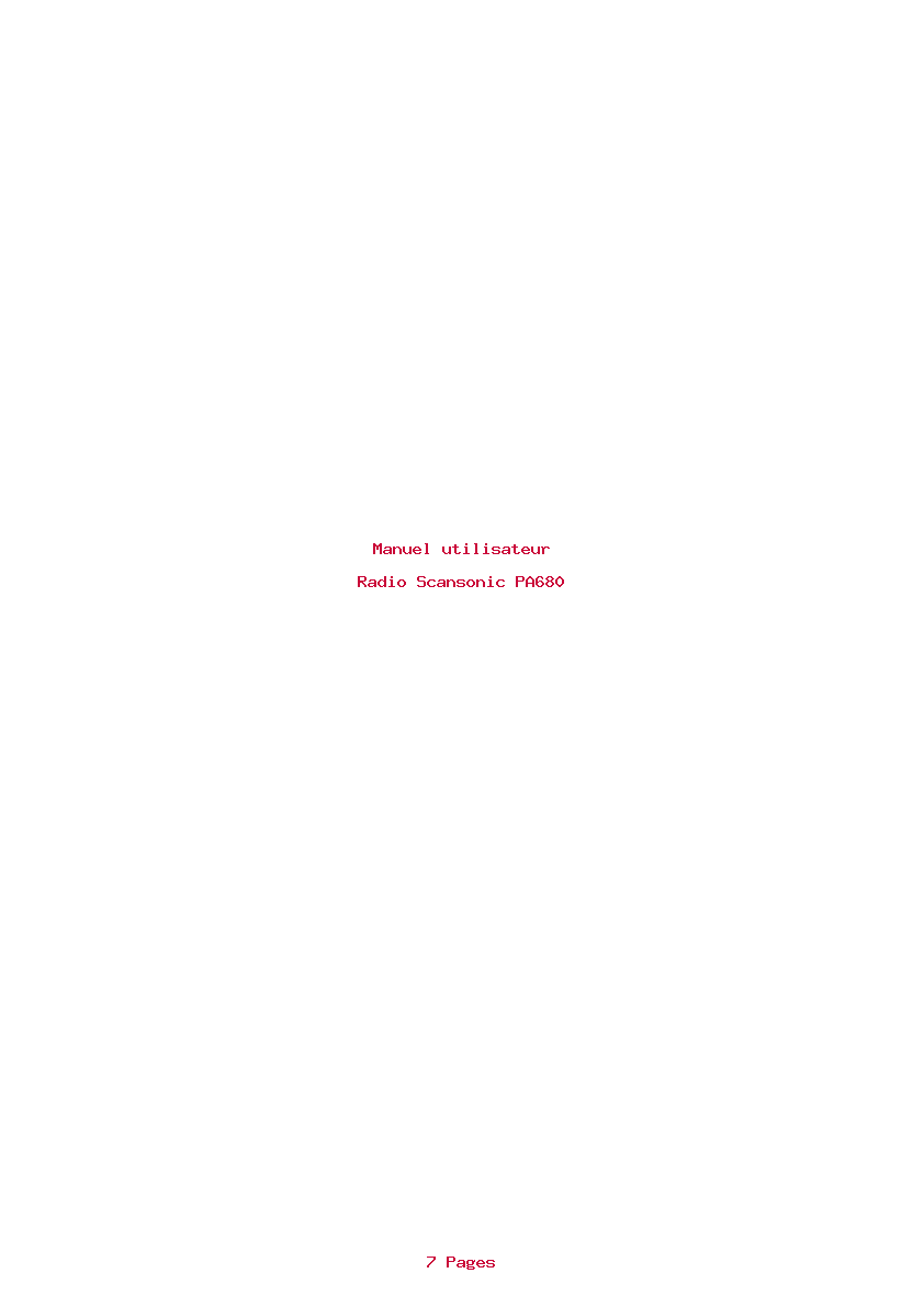 Page 1 de la notice Manuel utilisateur Scansonic PA680