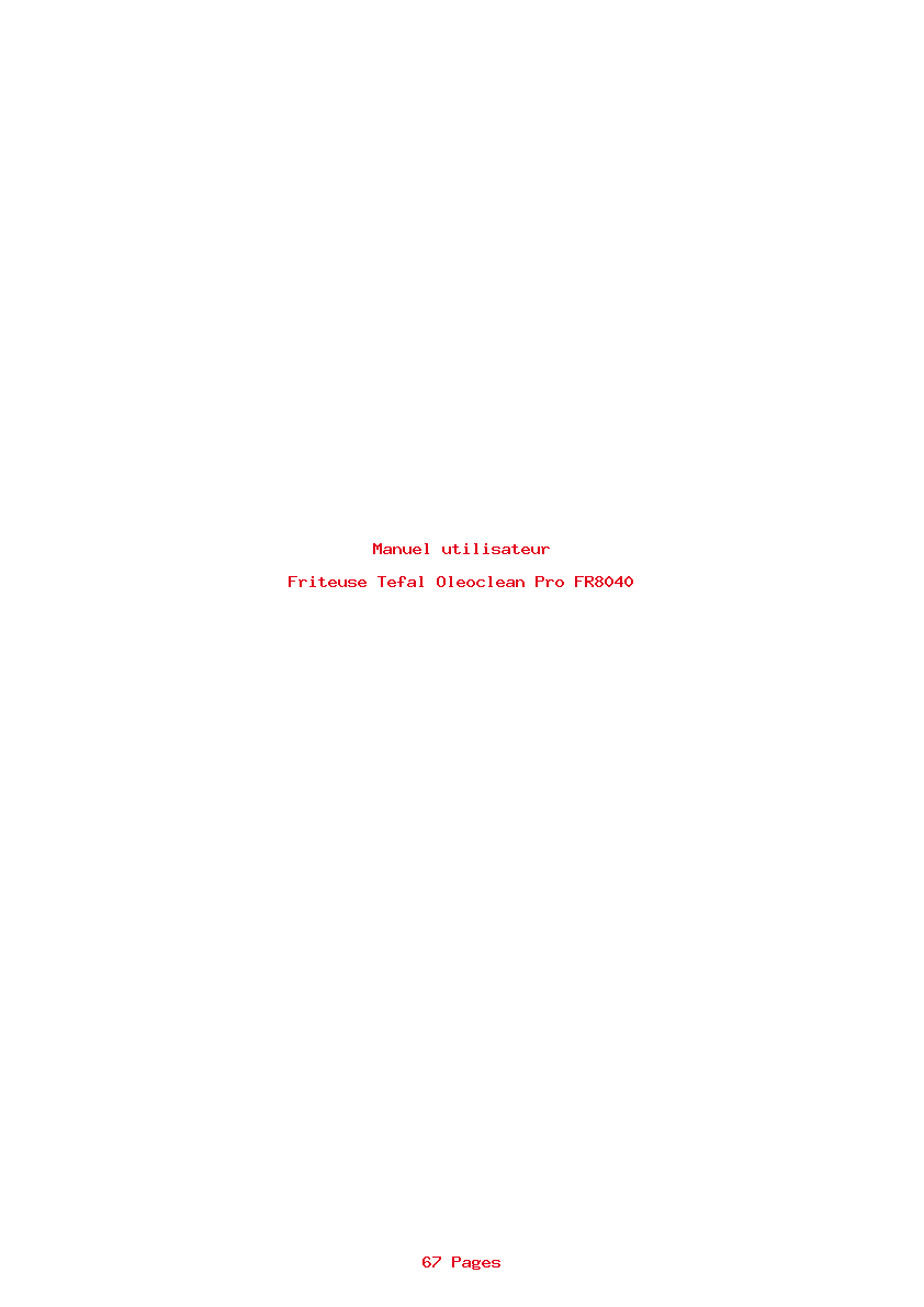 Page 1 de la notice Manuel utilisateur Tefal Oleoclean Pro FR8040