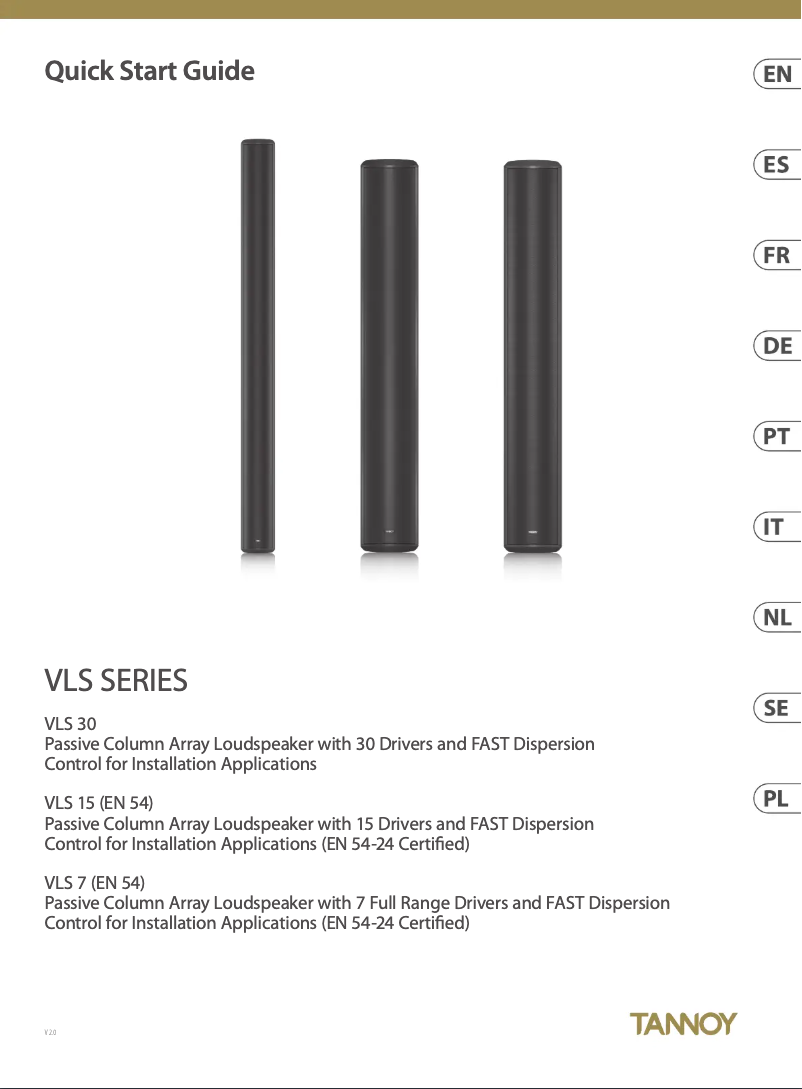 Page 1 de la notice Manuel utilisateur Tannoy VLS 7