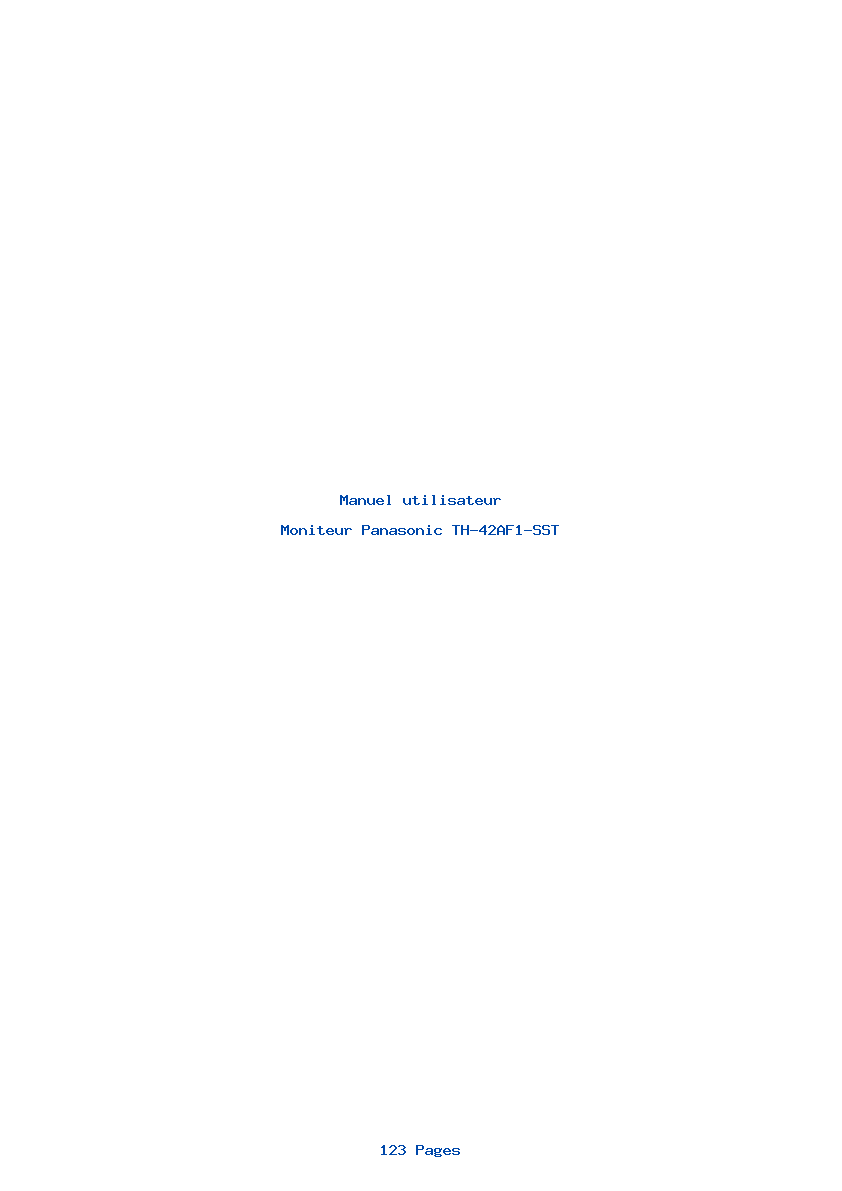 Page 1 de la notice Manuel utilisateur Panasonic TH-42AF1-SST