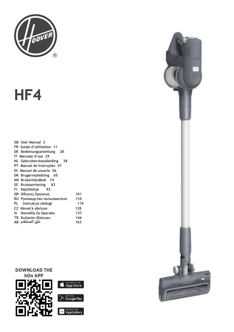 Page 1 of the manual User Manual Hoover H-FREE 100 HF410H
